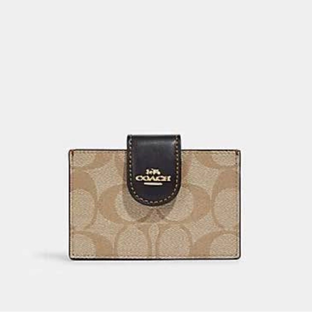EUC Coach Accordion Card Case in Blocked Signature Canvas